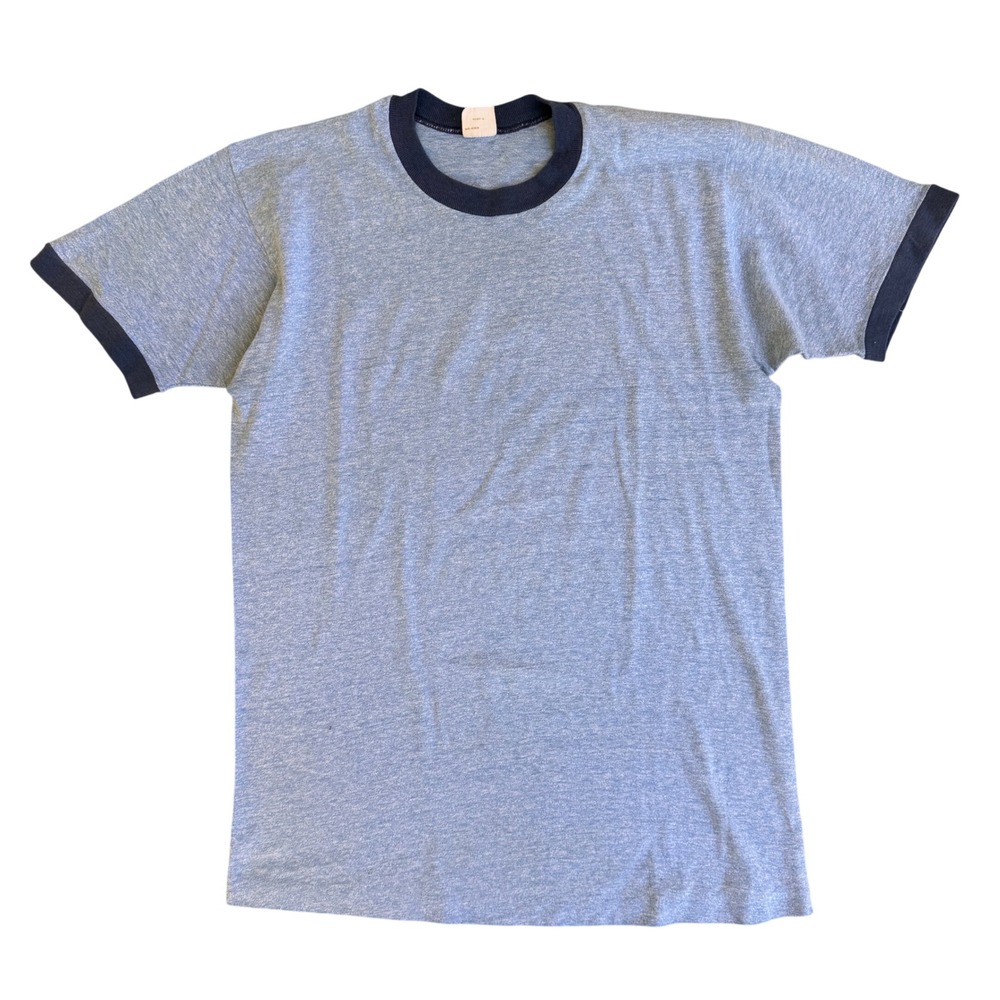 Vintage Towncraft Plus Ringer T-Shirt Mens Large Blue Heather Single Stitch 70s